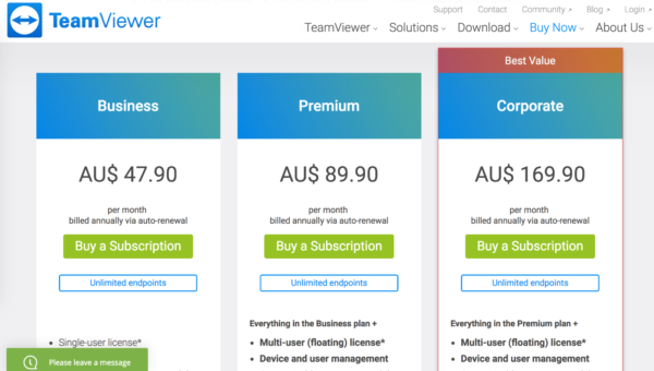 teamviewer cost personal license